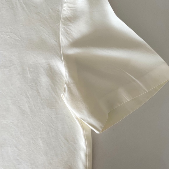 SOLD Vintage Silky Ivory Blouse With Shell Button - Picture 3 of 5